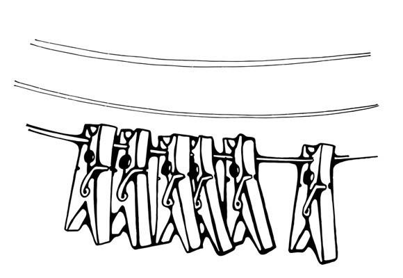 Illustration de poésie : dessin de pinces à linge