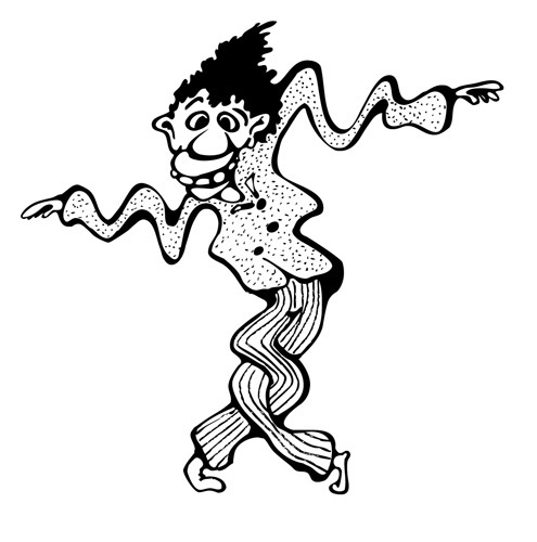 Illustration de poésie : dessin d'un danseur de smurf contestataire