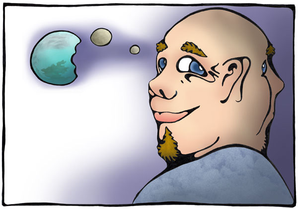 Dessin pour illustrer le conte de science-fiction Bienvenue sur Yapapir