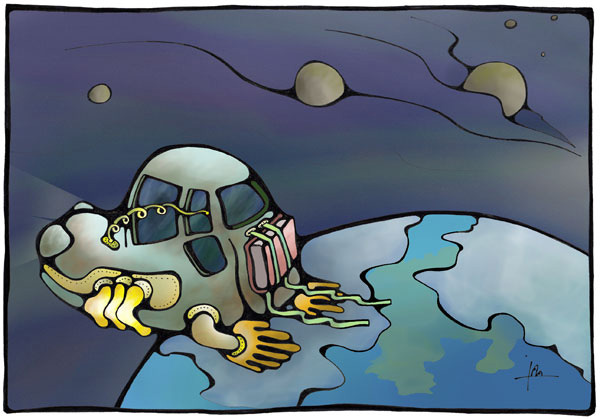 Illustration d'un conte poétique de science-fiction : Retour sur Terre